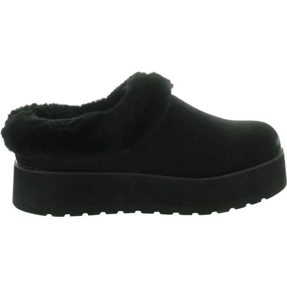 Skechers Black Furry Platform Mules - Picture 2 of 4